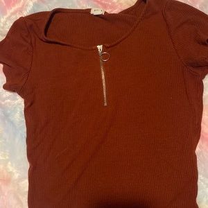 Red zip up T-shirt